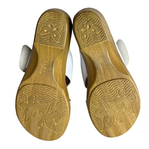 Alegria Women's Clog Linn Embroidered Sandal‎ Adjustable White Leather Euro 39 - Picture 5 of 7